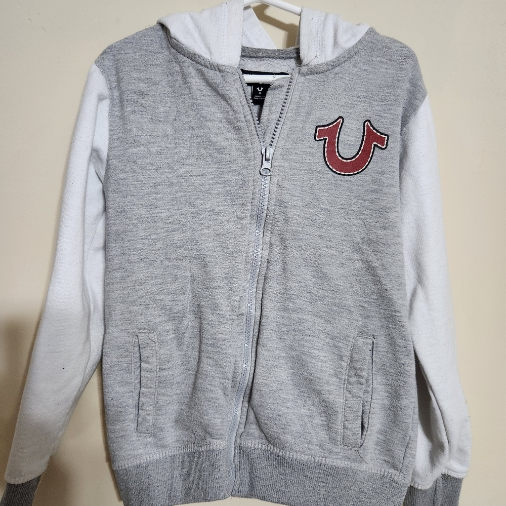True Religion Full Zip Hoodie Jacket. Girls Size 6. Logo. Pockets